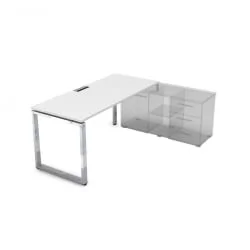 Стол рабочий, прямолинейный три опоры, правый ГЛОСС ЛИНЕ НСТП-О.996 Белый Премиум / GLOSS LINE