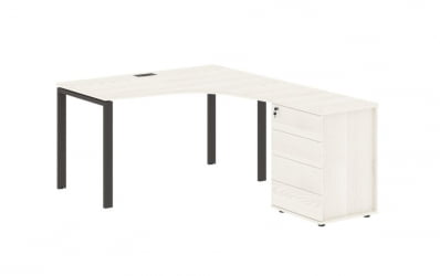 Стол эргономичный с тумбой правый ЕДИС ЕУCЕТ 1318 Р Ясень Траун Мокко / EDIS EUCET R