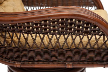 Кресло-качалка АНДРЕА Релакс Медиум /с подушкой/ Пекан Вашед (античн. орех), Ткань рубчик, цвет кремовый / ANDREA Relax Medium Pecan Washed