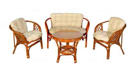 Комплект Багама с диваном, подушки светлые обычные Бахама10 коньяк / Bahama10