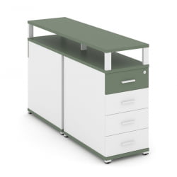 Тумба двухсторонняя опорная приставная с 4-мя ящиками и надставкой CОНCЕПТ CН.ДТГО-003 Б/В Кобо Белый бриллиант Белый / CONCEPT CN.DTGO-003 B/W