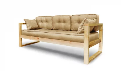 Диван трехместный ДЕмоку Д-3 бежевый_натуральный / DEmoku