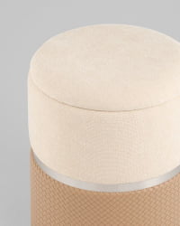 Пуф Кэрри с ящиком бежевый шенилл с экокожей