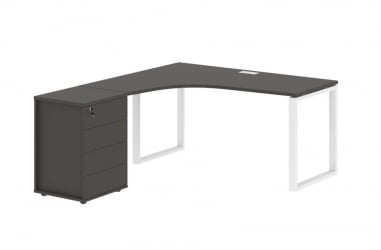 Стол эргономичный с тумбой левый ЕДИС ЕКCЕТ 1518 Л Мокко Белый / EDIS EQCET L