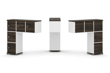 Надставка на стол низкая односторонняя + задняя стенка (5 шт.) + распашной фасад (5 шт.) CОНCЕПТ CН.ОНН-007 Дуб Мали Белый бриллиант Белый металл / CONCEPT CN.ONN-007