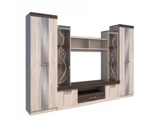 Классическая стенка в гостиную Атлантида 2 Б Ясень шимо темный Ясень шимо светлый