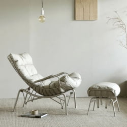 Кресло-качалка Лиам с пуфом, серое / Liam