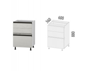 Напольный шкаф (3 ящика с доводчиком Титусофт) Бостон 61 / Titusoft)