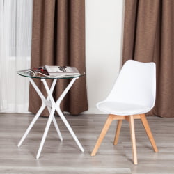 Стул ТУЛИП (мод. 73-1) дерево/пластик/экокожа, 47,5кс55кс80 см, белый / TULIP (mod. 47,5x55x80