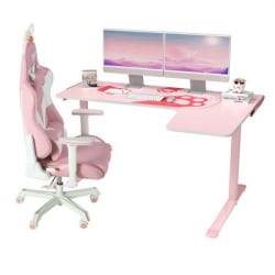 Стол письменный (для компьютера) угловой ЕУРЕКА ЕРК-Л60Р-ПК-В2 (правый), розовый / EUREKA ERK-L60R-PK-V2