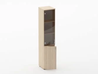 Шкаф высокий со стеклом Глассй 6.19.15Л Дуб молочный / Glassy