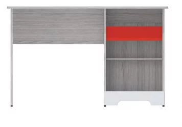 Стол Палермо-3 Юниор Белый глянец Ясень шимо светлый Красный