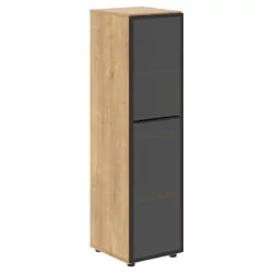Шкаф колонка со стеклянной дверью ЛОФТИС ЛМC 40.2Л Дуб Бофорд / LOFTIS LMC 40.2L