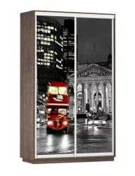 Шкаф-купе со стеклом Экспресс Дуо 1400х2200х Лондон/Венге / 1400х2200h