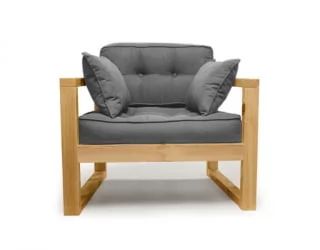Диван одноместный ДЕмоку Д-1 серебристо-серый_натуральный / DEmoku