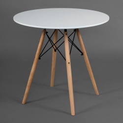 Обеденный стол CИНДЙ НЕКСТ (мод. 70-80 МДФ) металл/мдф/бук, Д80х75см, белый/натуральный / CINDY NEXT (mod. MDF) D80х75см,