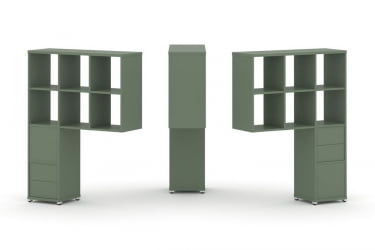 Надставка на стол высокая двухсторонняя + задняя стенка (2 шт.) + блок с 2-мя ящиками (2 шт.) CОНCЕПТ CН.ДНВ-008 Кобо Белый металл / CONCEPT CN.DNV-008