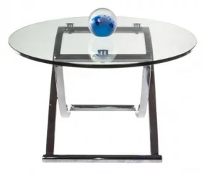 Овальный стол из стекла ДЖ02 Хром / J02