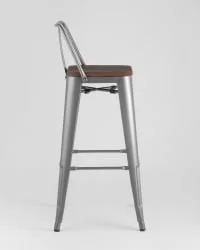 Стул барный Толикс Воод 75.5  со спинкой Серебристый / Tolix Wood