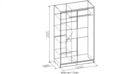 Шкаф-купе коричневый 3 Симпле Венге / Simple
