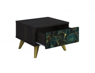 Тумба дизайнерская Фьюжн ТМ-004 АРТ Угольный камень/ТРОПИCАЛ / камень/TROPICAL