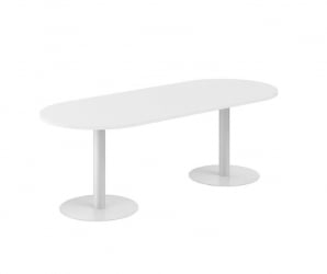 Стол переговорный овальный Сигма СГ.280.ВХ.ГР Белый Серебряный металлик / Sigma SG.280.WH.GR