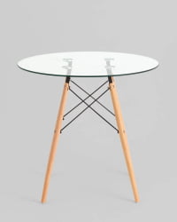 Стол круглый ЕАМЕС ДСВ НЕВ Д=80 прозрачный стеклянный / EAMES DSW NEW D=80