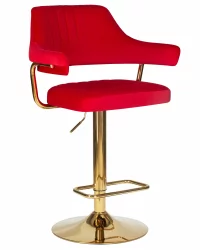 Стул барный ДОБРИН CХАРЛЙ ГОЛД Красный велюр МДЖ9-45 / DOBRIN CHARLY GOLD MJ9-45