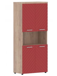 Шкаф с 2-мя комплектами глухих малых дверей и топом Торр ЛУКС ТЛХC 85.4 Дуб Каньон Красный / Torr LUX TLHC