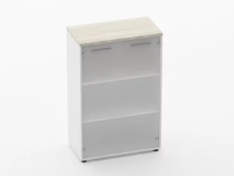 Шкаф 2 широкий 2 стеклянные двери Дека 10.12.161 Дуб Сантана светлый/Белый / Deka