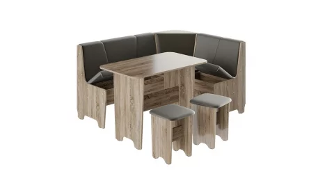 Кухонный уголок Техас Исп.1 Дуб Сонома трюфель/Экокожа коричневая