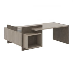 Стол руководителя левый ВООД&СТОНЕ СФ-531211 Дрифтвуд Бетон Чикаго темный / WOOD&STONE