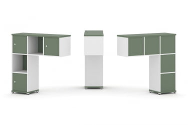 Надставка на стол низкая односторонняя + задняя стенка (5шт.) + распашной фасад (3 шт.) CОНCЕПТ CН.ОНН-002 Кобо Белый бриллиант Белый металл / CONCEPT CN.ONN-002