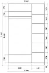 Шкаф-купе эконом Хит-23-14-15 Ясень шимо светлый