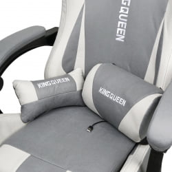 Кресло 1208, замша, цвет серо-белый с массажем, арт 1208-Грей-Вхите / 1208-Grey-White