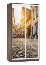 Шкаф-купе с фотопечатью Экспресс Дуо 1200х2200х Улица/Венге / 1200х2200h