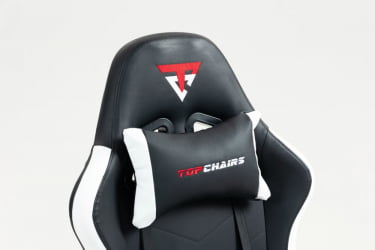 Кресло спортивное ТопЧаирс Пропхет с оттоманкой черно-белый / TopChairs Prophet