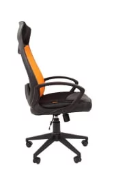 Кресло для руководителя CХАИРМАН 840 блаcк  Сетчатый акрил/оранжевый / CHAIRMAN black