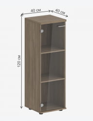 Шкаф средний со стеклом Сигма СГ.804.ОД.ГЛ Дуб темный / Sigma SG.804.OD.GL