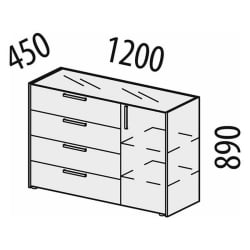 Тумба-комод Монако 903.23 Дуб Вотан / Белый шпон / Альпийский белый