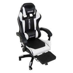 Кресло 1206 КИНГКУЕЕН цвет черный/белый с массажем 1206-блаcк-вхите-масс / KINGQUEEN 1206-black-white-mass