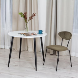 Обеденный стол УРАНУС ЛДСП/металл, 90кс90кс77 см, Белый/Черный / URANUS 90x90x77