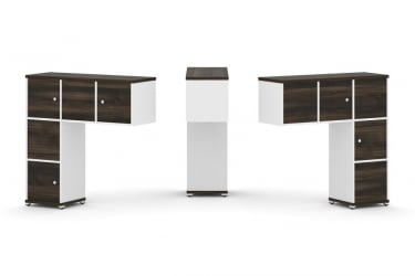 Надставка на стол низкая двухсторонняя + задняя стенка (5 шт.) + распашной фасад (5 шт.) CОНCЕПТ CН.ДНН-007 Дуб Мали Белый бриллиант Белый металл / CONCEPT CN.DNN-007