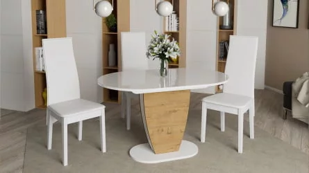 Стол обеденный Монреаль Тип 1 Белый глянец/бунратти