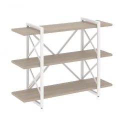 Стеллаж на регулируемых опорах - 3 полки ЛОФТ ВР.Л-МСТ.О-3.8В Металл белый Дуб Аттик / LOFT VR.L-MST.O-3.8V