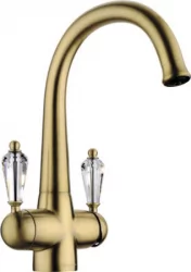 Смеситель Омоикири Окинава-Аб Латунь/Античная Латунь/Прозрачный Кристалл / Omoikiri Okinawa-Ab