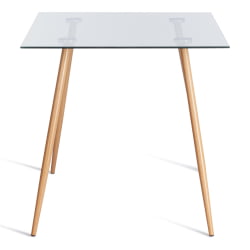 Стол СОПХИА (мод. 5003) металл/стекло (8мм), 110 х 80 х 75 см, бук/прозрачный / SOPHIA (mod.