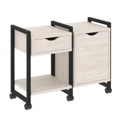 Тумба на колесных опорах наборная. Вариант №3 ЛОФТ ВР.Л-ТН-3.К Металл черный Денвер светлый / LOFT VR.L-TN-3.K