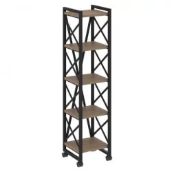 Стеллаж на колесных опорах - 5 полок ЛОФТ ВР.Л-МСТ.К-5.4 Металл черный Дуб Аризона / LOFT VR.L-MST.K-5.4