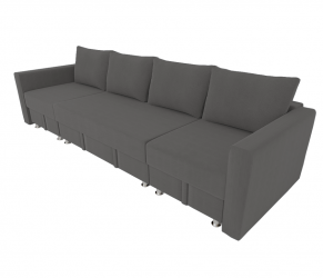 Диван угловой Фиеста Трансформер П- побразный с подлокоткиками (Берхоусе) Цвет фасада: Серый Велюто 12; Тип: Левый/правый; Материал фасада: Металл/Велюр / (Berhouse)